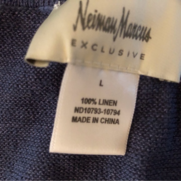 Neiman Marcus sleeves linen top in denim blue color L - Picture 6 of 6